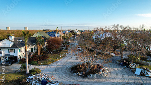 aerial view of homes after hurricane ian