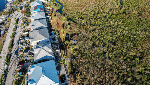ariel view of homes after hurricane ian