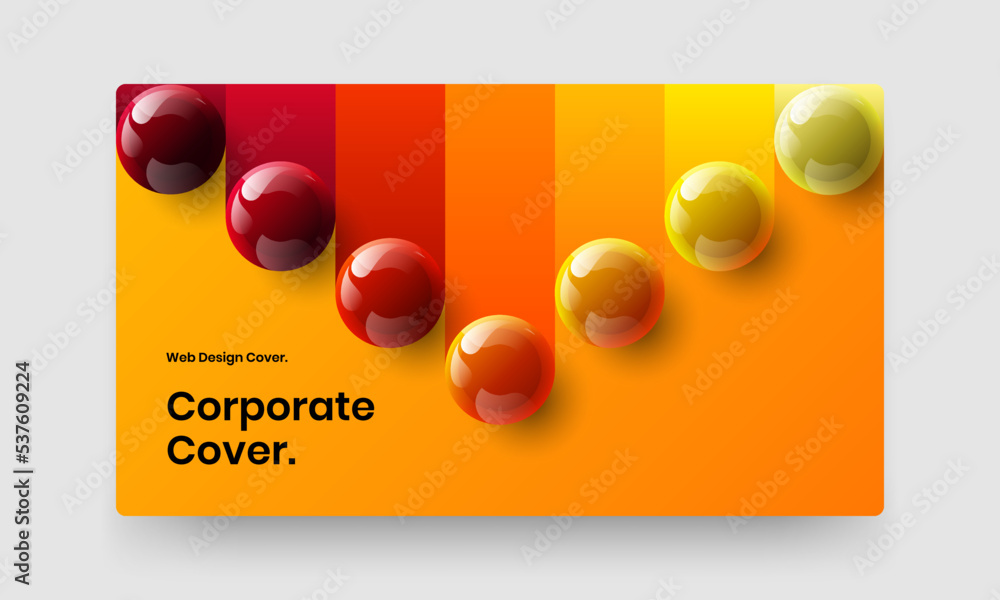 Fresh landing page design vector layout. Abstract 3D spheres book cover template.