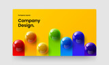 Colorful realistic balls web banner illustration. Modern site screen vector design concept.