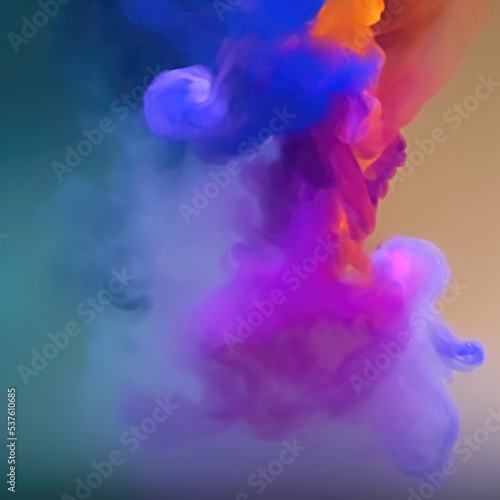 colorful smoke and fireworks display and diffuse in dark background. 3d rendering illustration.