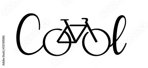 Slogan cool, Cartoon sport cyclist banner, walppaper or card. Cycling icon. Funny vector bike signs. Sports symbol. Clipart, comic cycling logo or pictogram. Line pattern.