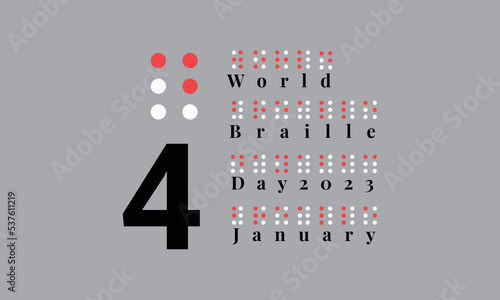 January 4. Happy World Braille Day vector illustration. Suitable for greeting card, poster and banne