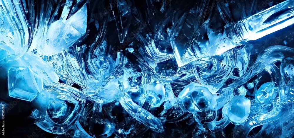 Obraz premium blue ice rocks scattered scene background. cool by ice.