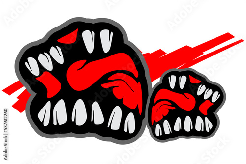 toothy mouth vector design, looks disgusting and scary