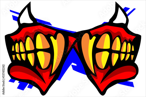 toothy mouth vector design, looks disgusting and scary