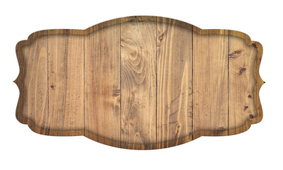 Wooden sign , light wood isolated on white background