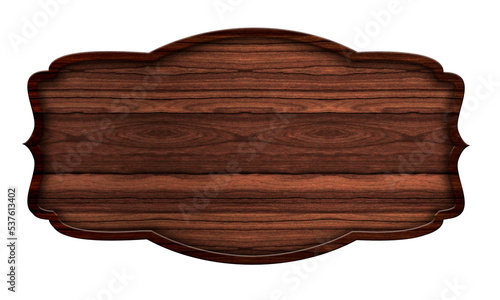 Wooden sign , dark wood isolated on white background