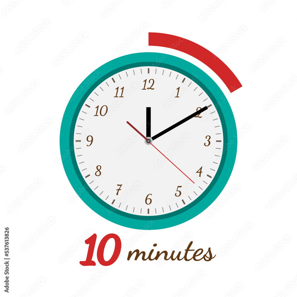 Ten minutes time symbol - 10 minute vector analog clock Ten minutes time symbol - 10 minute vector analog clock