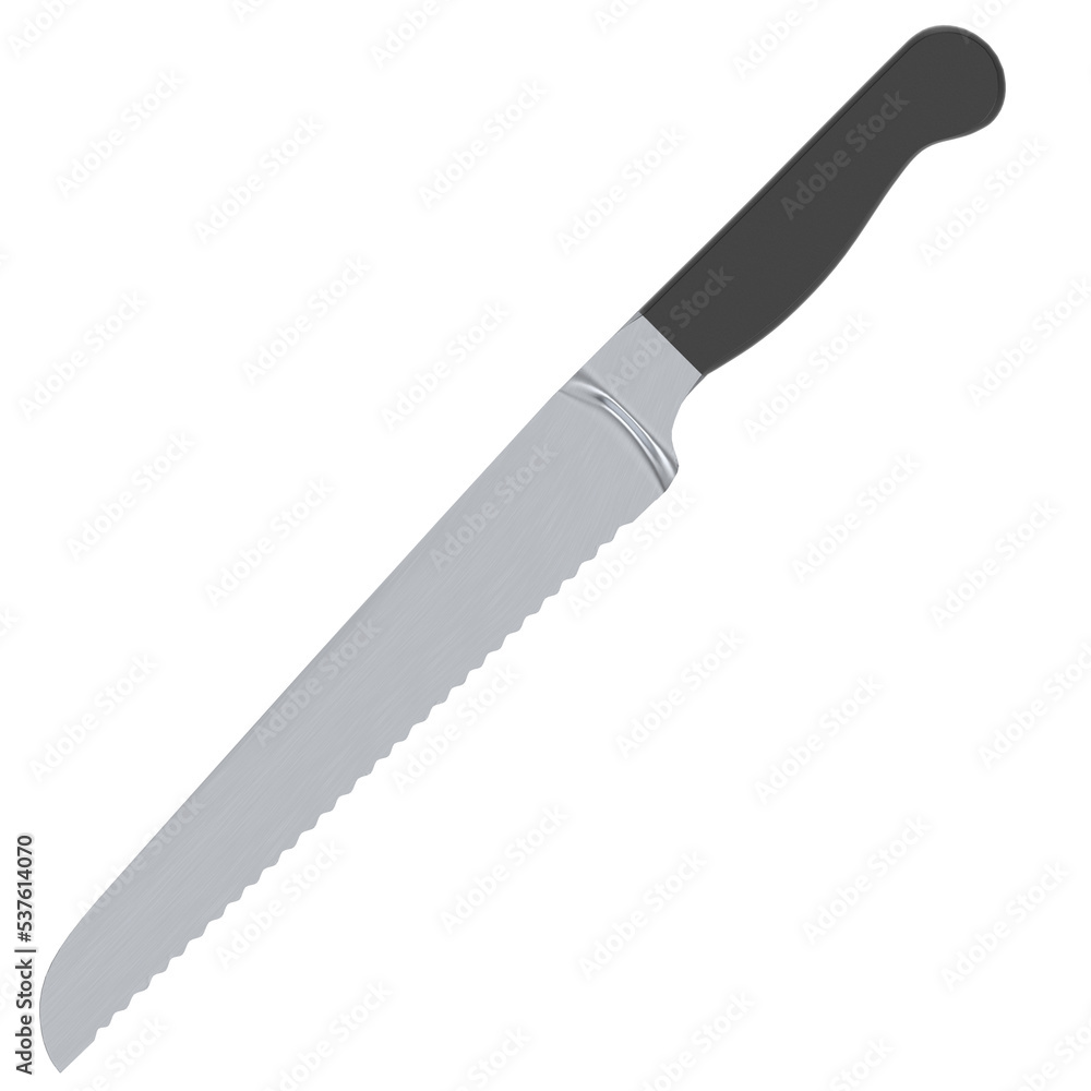 3d rendering illustration of a bread kitchen knife 3d rendering illustration of a bread kitchen knife