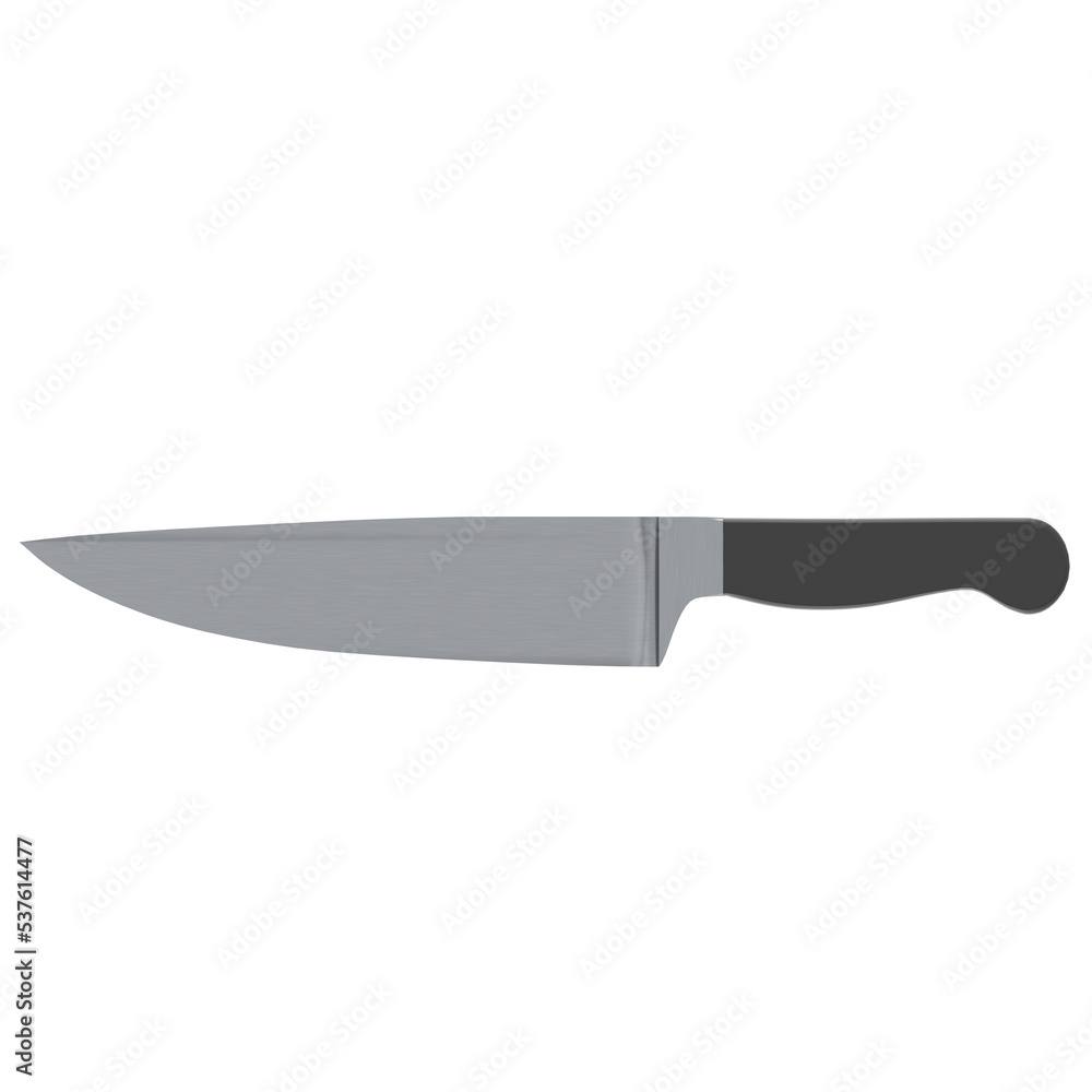 3d rendering illustration of a chef kitchen knife 3d rendering illustration of a chef kitchen knife