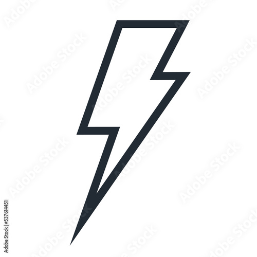 Lightning icon isolated on white background line style for wireless charging, electricity power symbol, thunder logo, high voltage sign, poster, t shirt. Flash light sign vector 10 eps