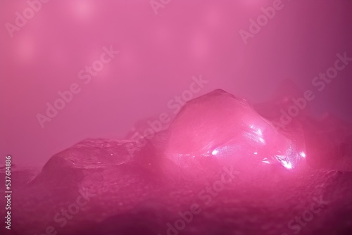 pink abstract fashion background with water drops or clear diamonds. cosmetics product presentation. 3d rendering illustration.
