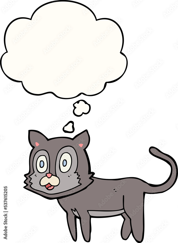 happy cartoon cat with thought bubble happy cartoon cat with thought bubble
