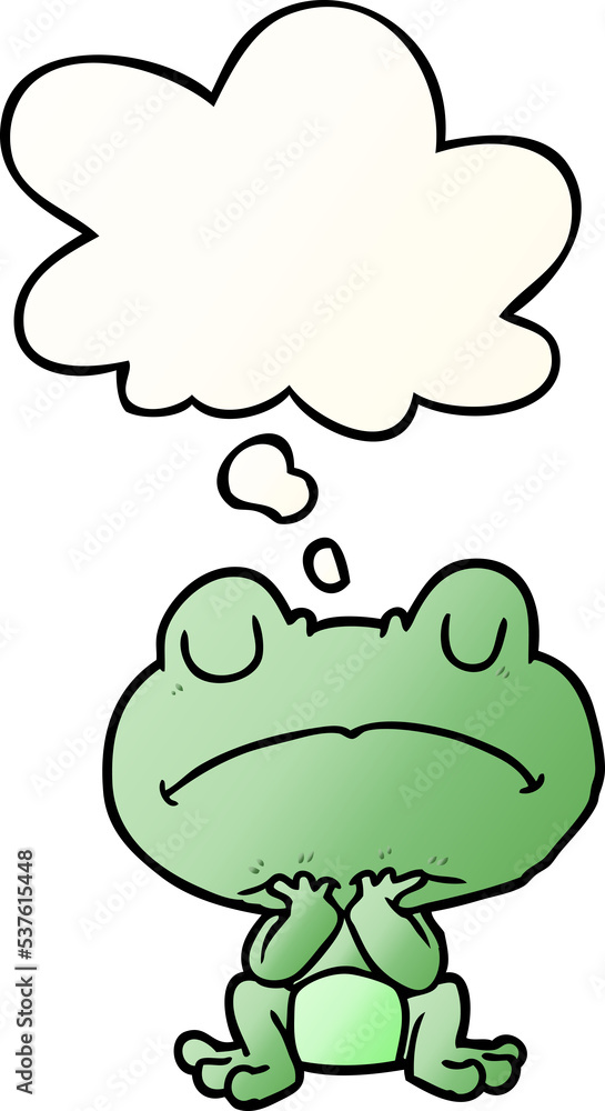 cartoon frog with thought bubble in smooth gradient style cartoon frog with thought bubble in smooth gradient style