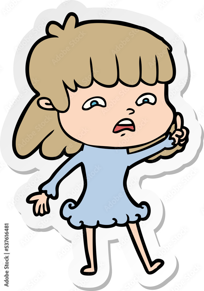 sticker of a cartoon worried woman sticker of a cartoon worried woman