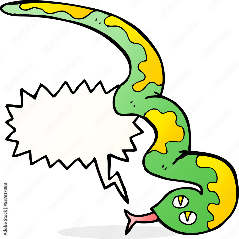 Obraz premium cartoon hissing snake with speech bubble