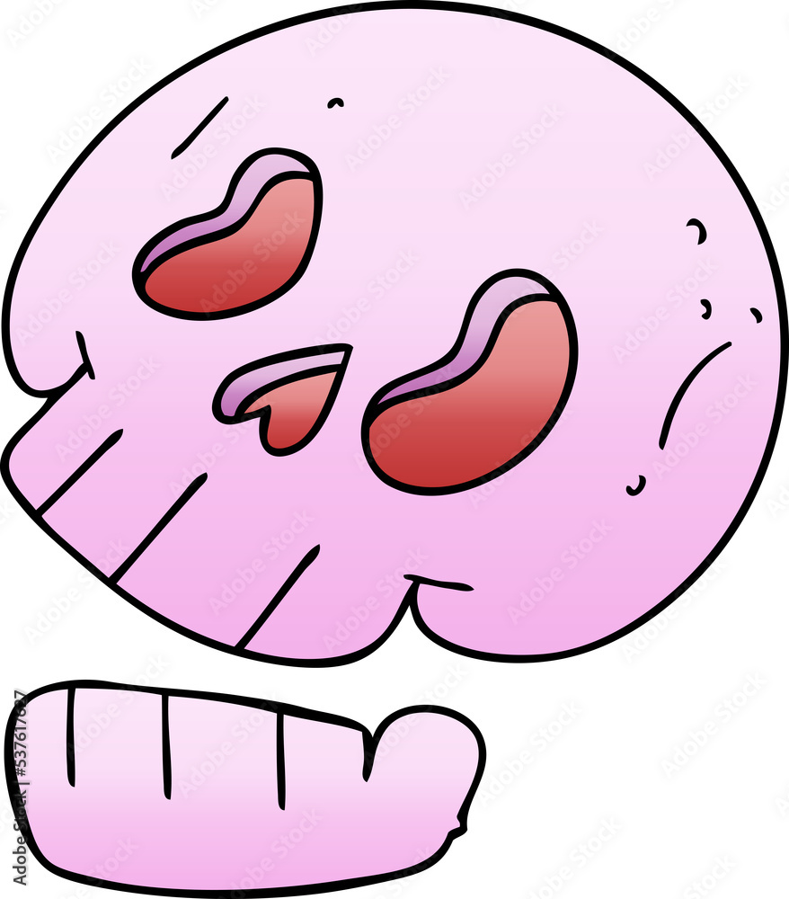 gradient shaded quirky cartoon skull