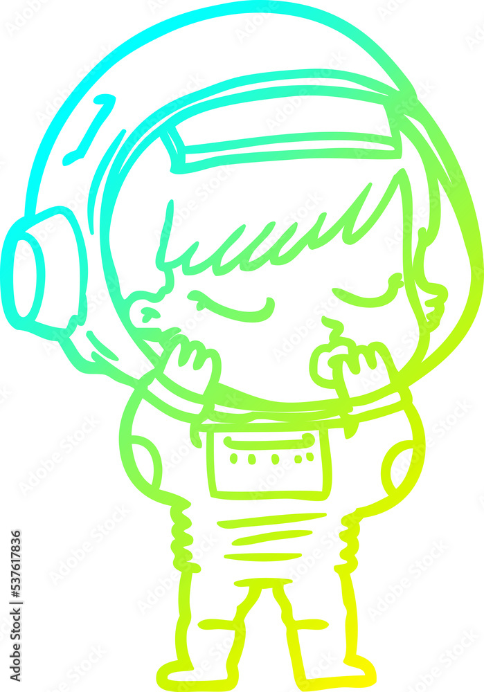 cold gradient line drawing of a cartoon pretty astronaut girl cold gradient line drawing of a cartoon pretty astronaut girl