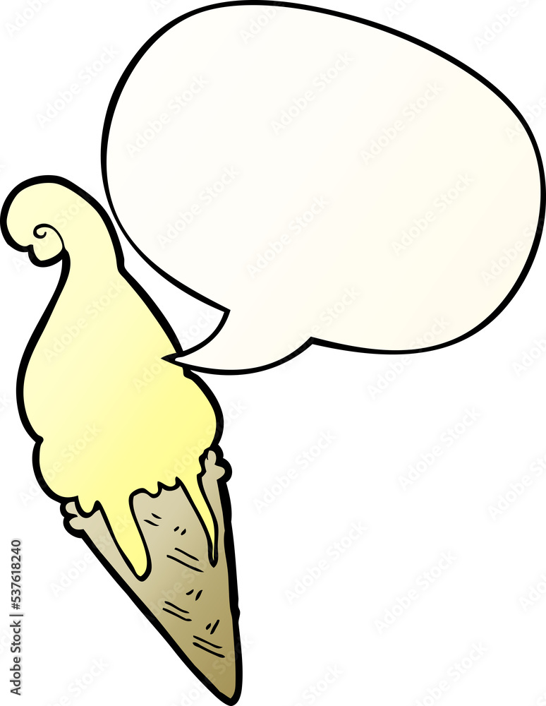 cartoon ice cream with speech bubble in smooth gradient style cartoon ice cream with speech bubble in smooth gradient style