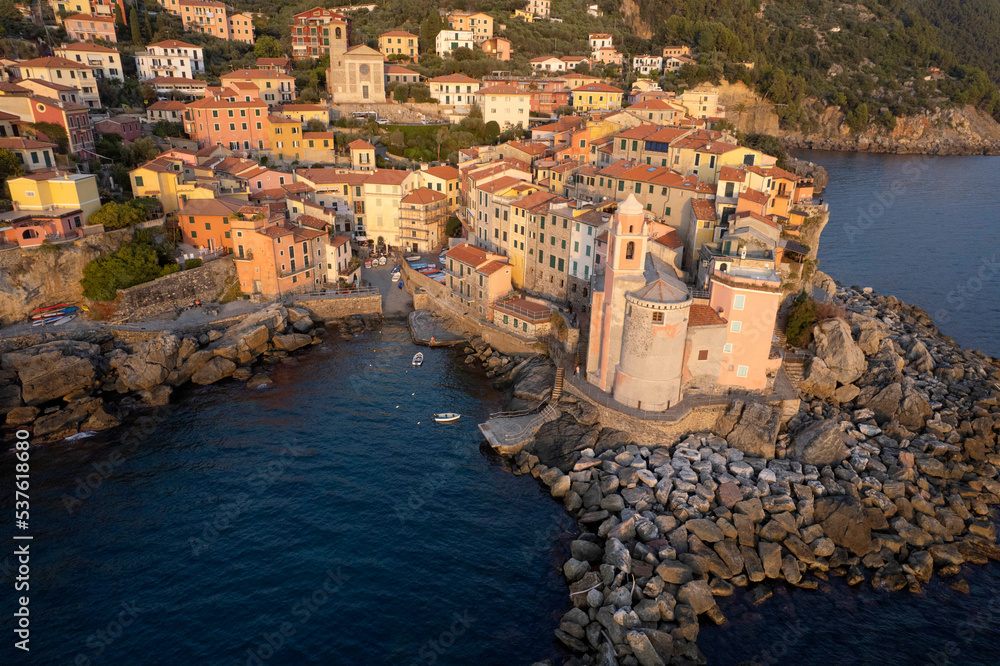 Aerial view of the Ligurian village of Tellaro