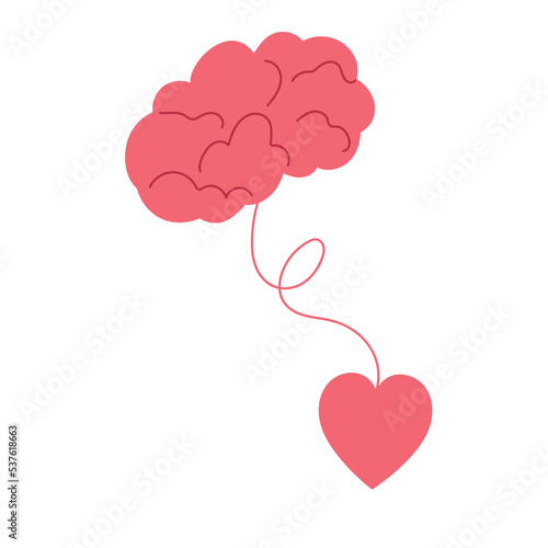 The mind-brain connection. Concept of mental health. Flat vector illustration.