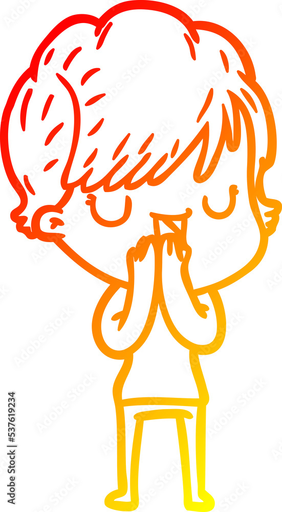 warm gradient line drawing of a cartoon woman talking warm gradient line drawing of a cartoon woman talking