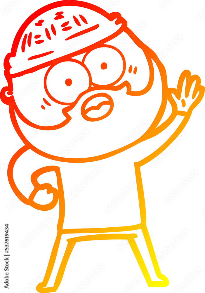 warm gradient line drawing of a cartoon bearded man warm gradient line drawing of a cartoon bearded man