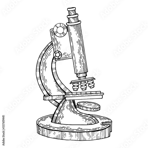 Vintage microscope engraving PNG illustration with transparent background