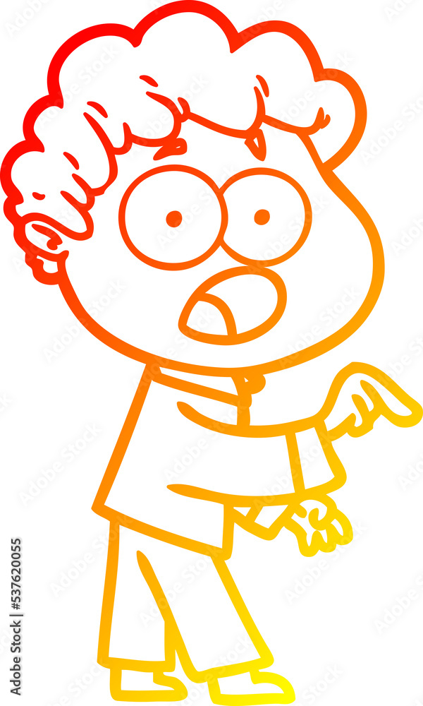 warm gradient line drawing of a cartoon man gasping in surprise warm gradient line drawing of a cartoon man gasping in surprise