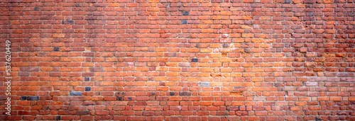 Obraz Mur z czerwonej cegły, zdjęcie w układzie panoramicznym, panorama, tekstura
