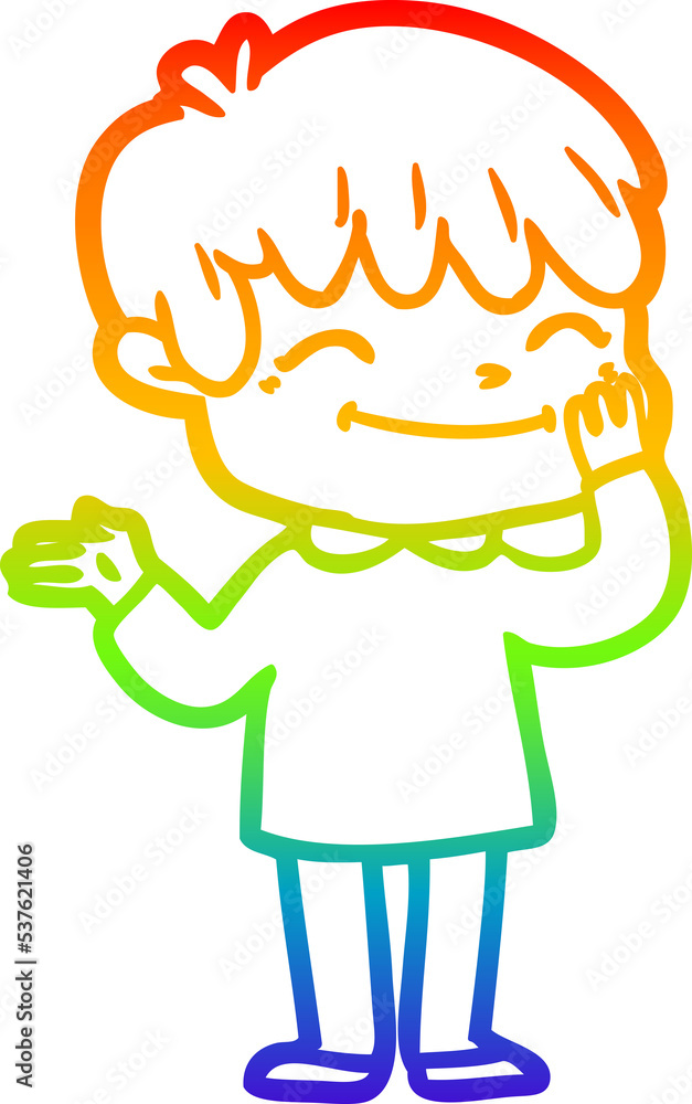rainbow gradient line drawing of a cartoon happy boy rainbow gradient line drawing of a cartoon happy boy
