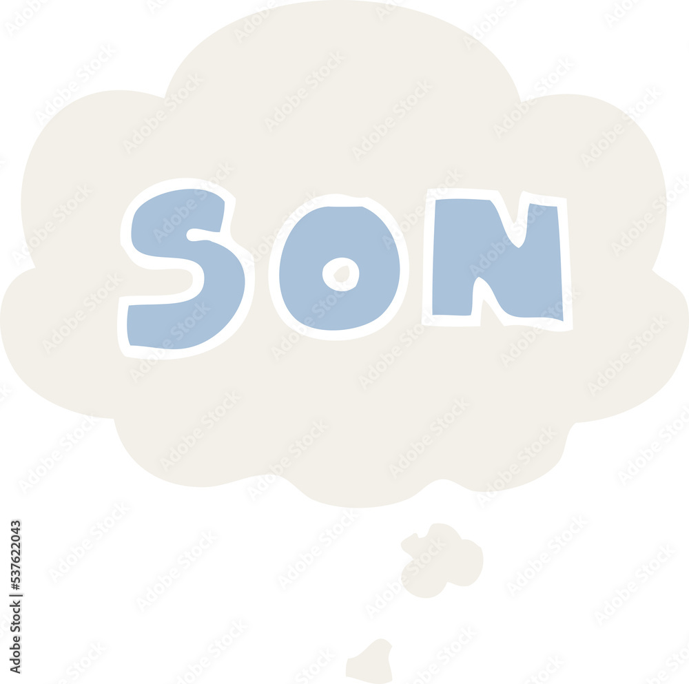 cartoon word son with thought bubble in retro style cartoon word son with thought bubble in retro style