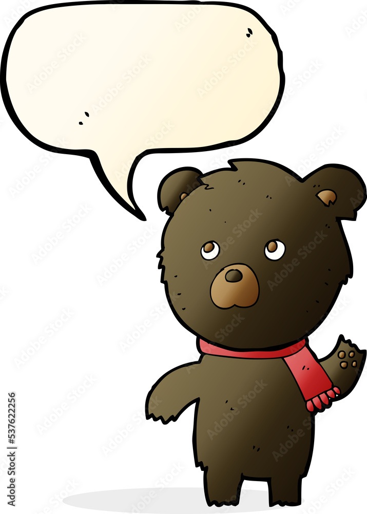 cartoon cute black bear with speech bubble cartoon cute black bear with speech bubble