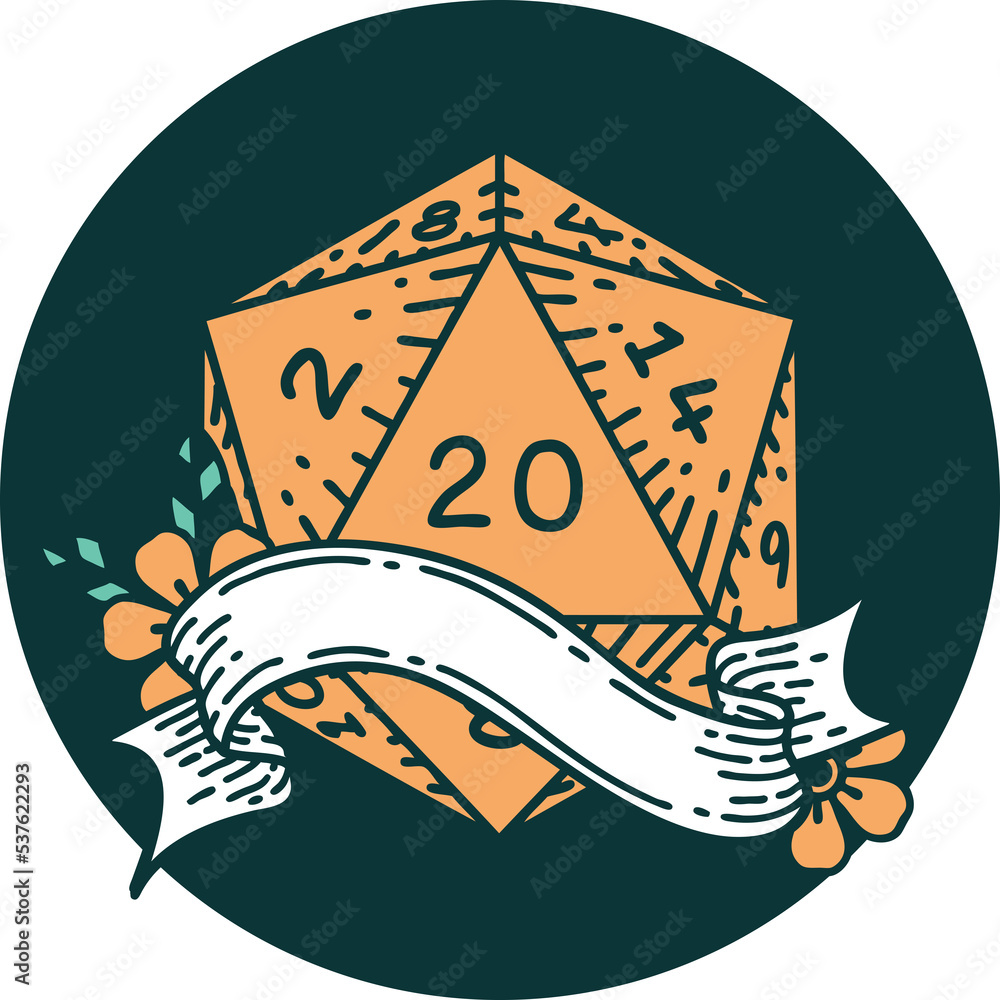 icon of natural twenty D20 dice roll