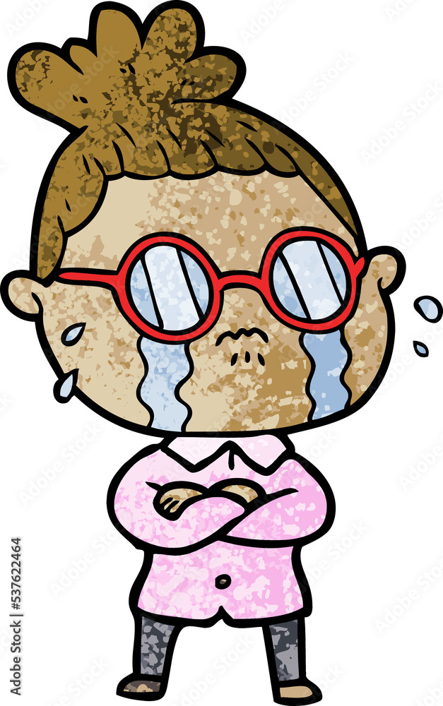 cartoon crying woman wearing spectacles cartoon crying woman wearing spectacles