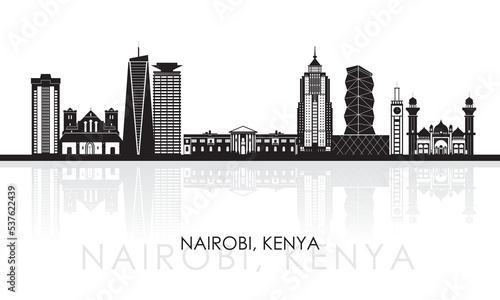 Silhouette Skyline panorama of city of Nairobi, Kenya - vector illustration