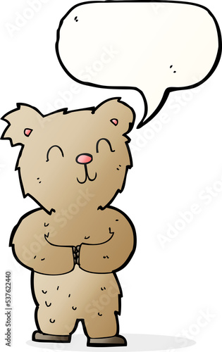 cartoon happy little bear with speech bubble