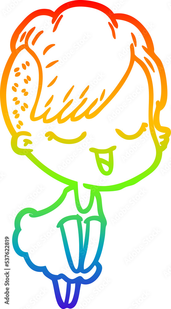 rainbow gradient line drawing of a happy cartoon girl rainbow gradient line drawing of a happy cartoon girl