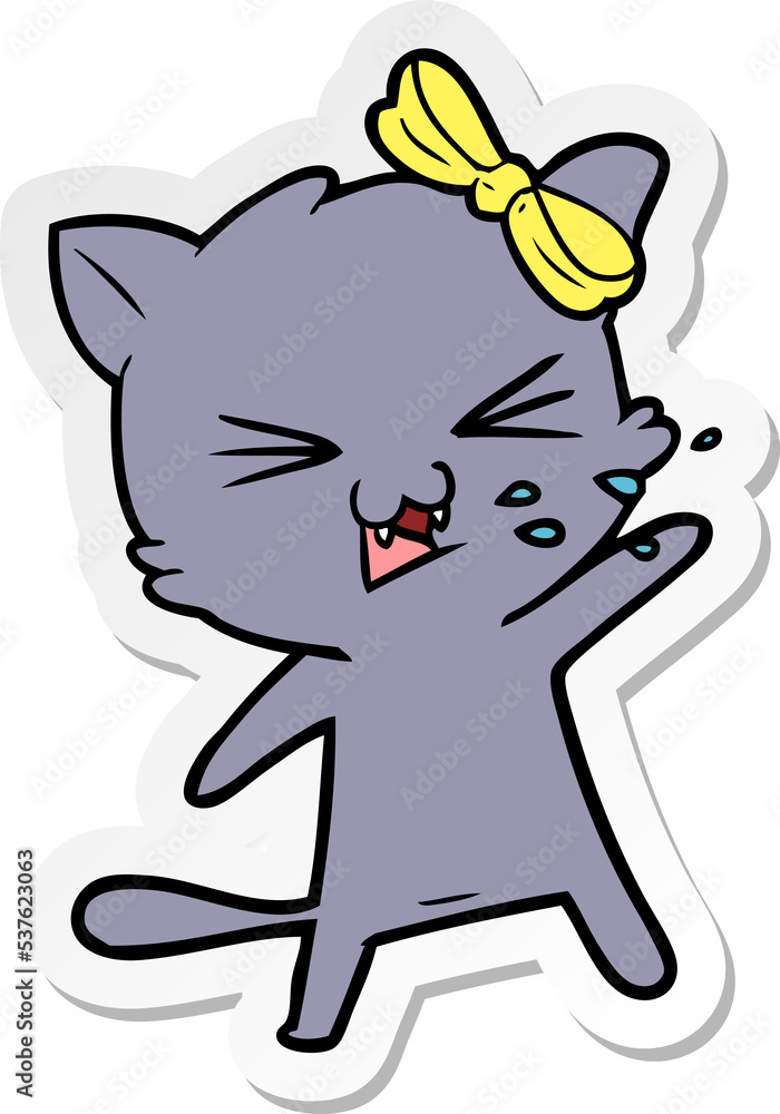 sticker of a cartoon cat sticker of a cartoon cat