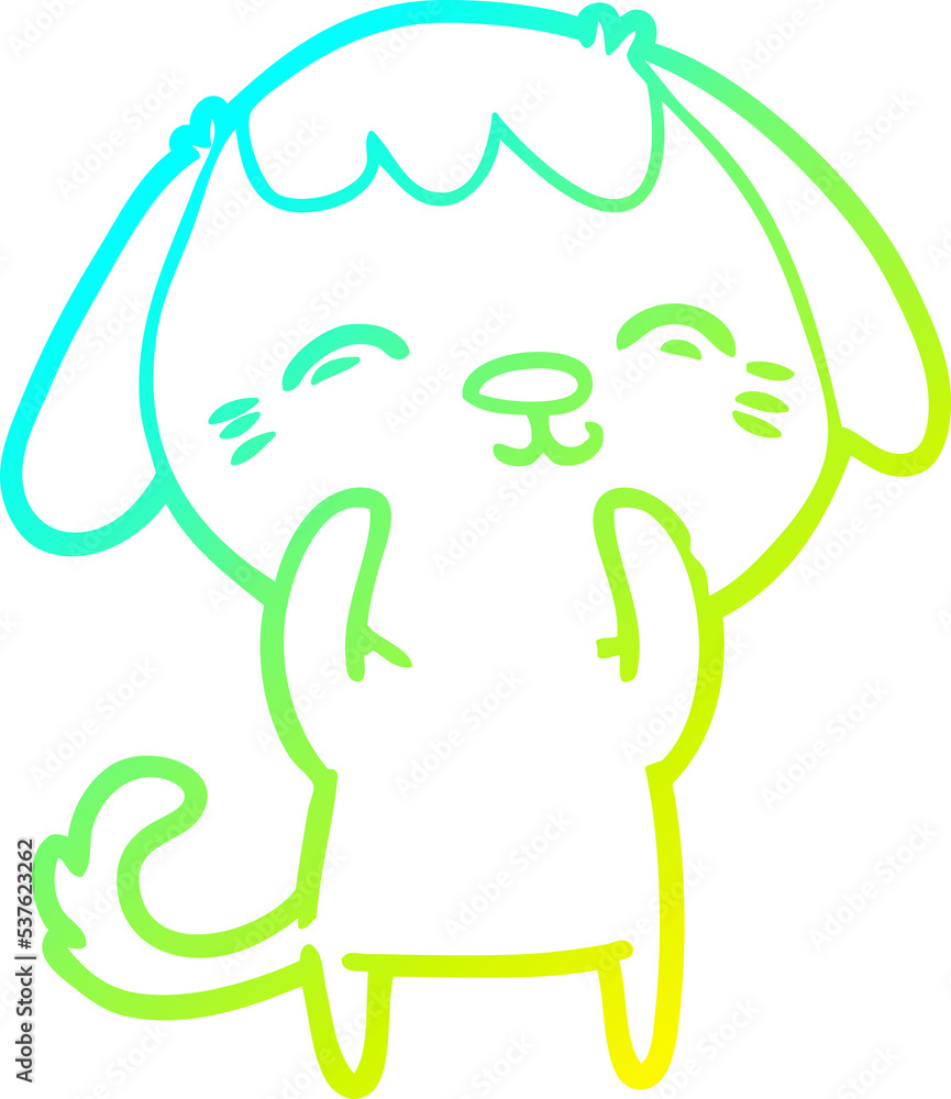 Obraz premium cold gradient line drawing of a happy cartoon dog