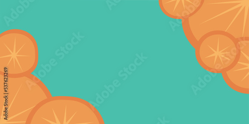 Ripe oranges on a blue background. Summer fruit.