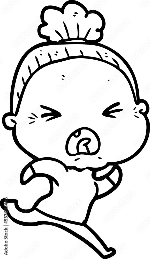Fototapeta premium cartoon angry old woman