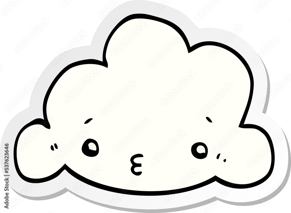sticker of a cute cartoon cloud sticker of a cute cartoon cloud
