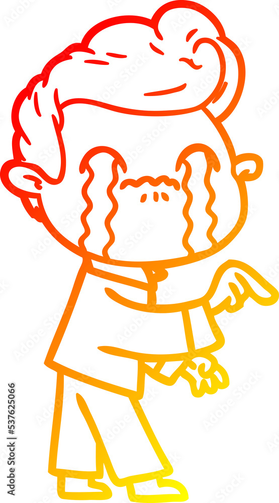 warm gradient line drawing of a cartoon man crying warm gradient line drawing of a cartoon man crying