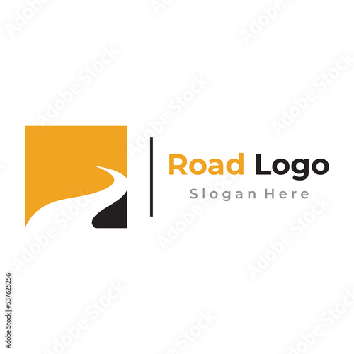 Logo design template highway, asphalt road route, traffic.Logo can be for business, sign, company.