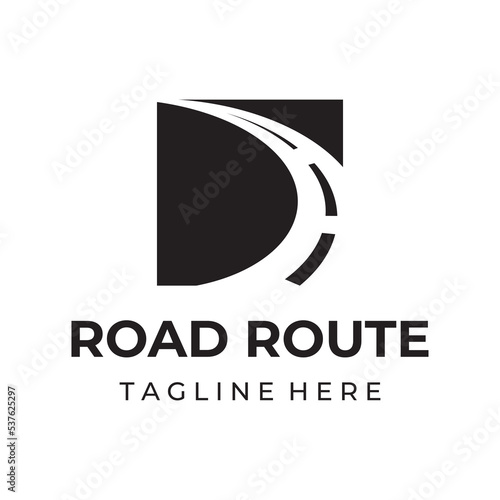 Logo design template highway, asphalt road route, traffic.Logo can be for business, sign, company.