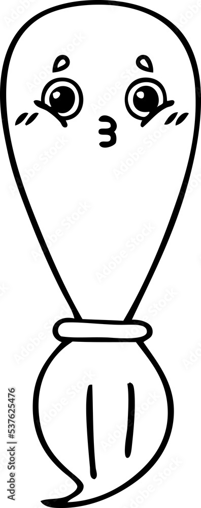 line drawing cartoon of a paint brush line drawing cartoon of a paint brush