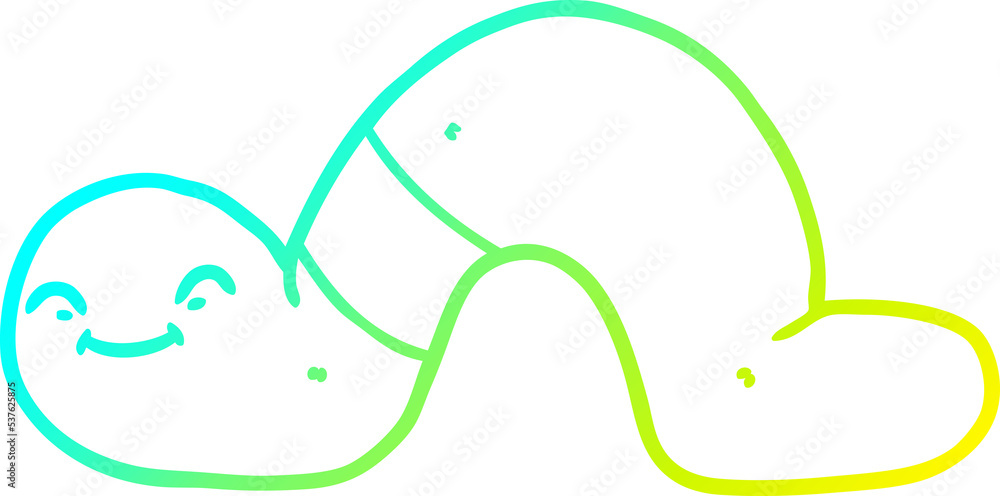 cold gradient line drawing of a cartoon worm