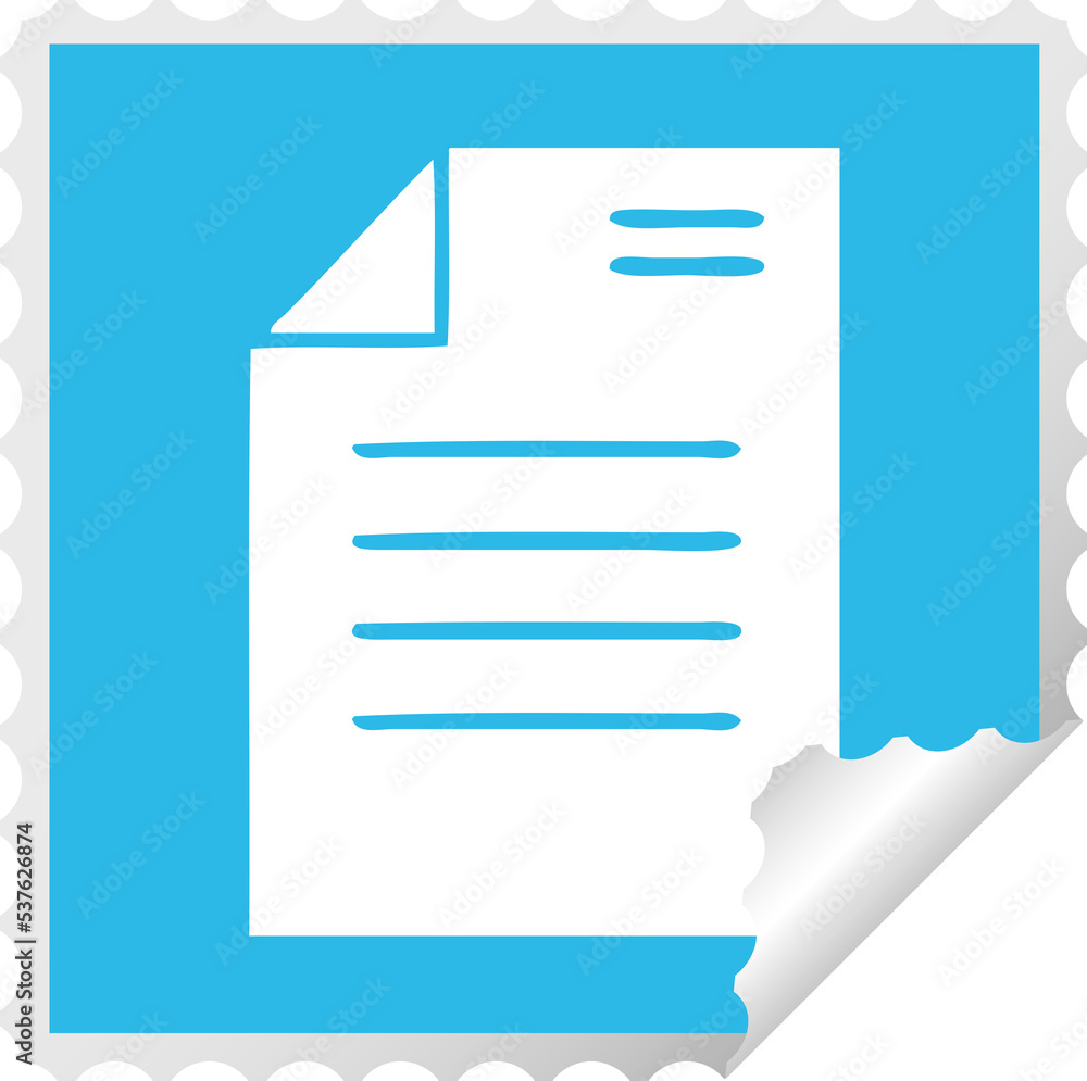 square peeling sticker cartoon of a sheet of paper square peeling sticker cartoon of a sheet of paper